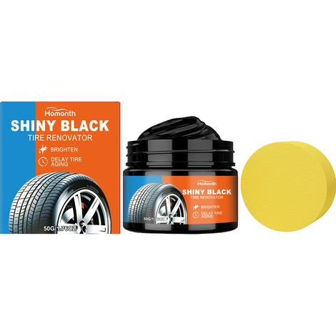 Tire shine cream for cleaning worn, rusted, and scratched wheels, restoring surface conditioner and shine cream -- 50g1 + sponge1 (1/5)