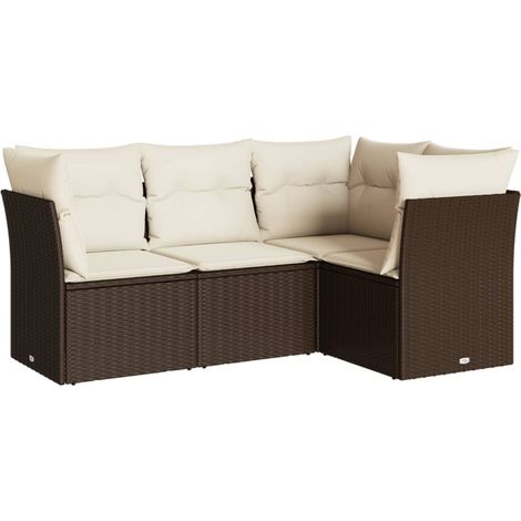 Maison Exclusive - Set de sofás de jardín 4 pzas y cojines ratán (1/3)