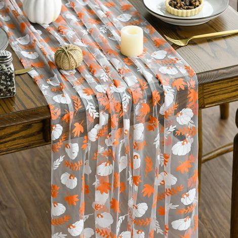 Runner tavola autunnale zucche foglie arancione 70 x 300 cm (1/5)