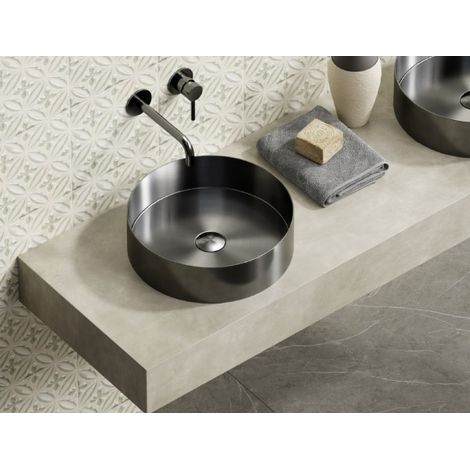 Lavabo rond à poser VENUS 38x38x11 cm en acier inoxydable métallisé (1/3)