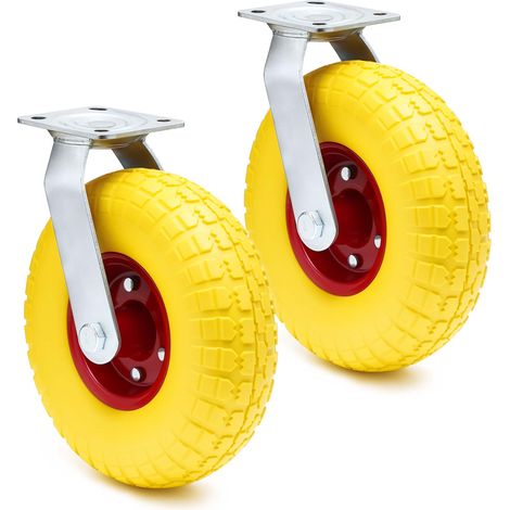 Wiltec Set 2 ruote girevoli da trasporto, antiforatura, 258x78 mm, Cerchi in metallo, 150kg/ruota, ottima aderenza