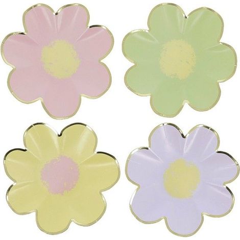 8 assiettes carton fleurs, 18 cm, pastel multicolore, vaisselle jetable fête Pâques et printemps (1/2)