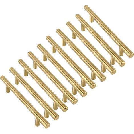10pcs En Doré acier inoxydable Poignée de Meuble Cuisine Doré -Poignée de Porte Cuisine Dorée Poignée Meuble Dorée Poignée Tiroir Entraxe 192mm (1/5)