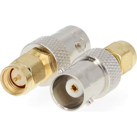 Adaptador SMA  SMA Masculino  BNC hembra  Chapado en oro  50 Ohm  Recto  Cobre  Oro  2 uds.  Caja