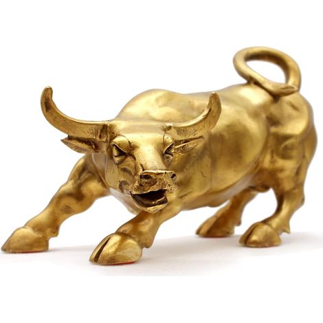 Statue Taureau Wall Street en Laiton (18,8 cm), Symbole Feng Shui de Fortune et Réussite Professionnelle