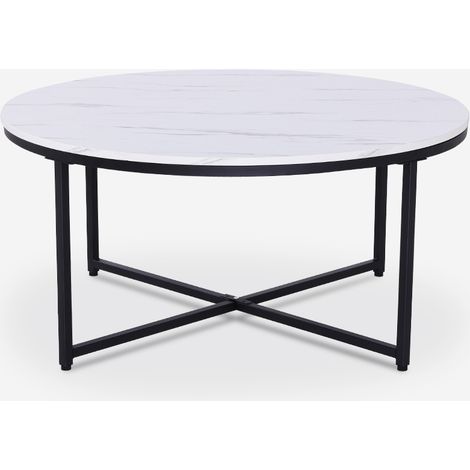 Ahd Amazing Home Design – Table basse ronde 90 cm en métal effet marbre – Hauteur 45 cm – Surface facile à nettoyer – Style moderne et élégant