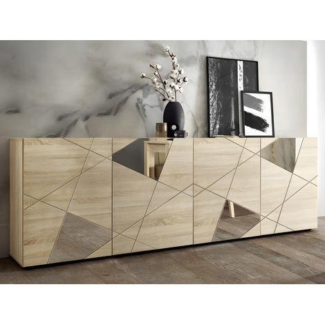 Aparador moderno de roble con espejos y 4 puertas Vittoria RS L, 241cm. (1/5)