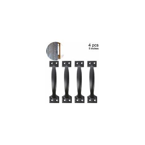 4 pièces poignées de porte de grange poignées de porte pour clôtures en bois poignée d'armoire vintage pour armoire de cuisine meubles tiroir matériel d'armoire, 5 pouces, noir (1/5)