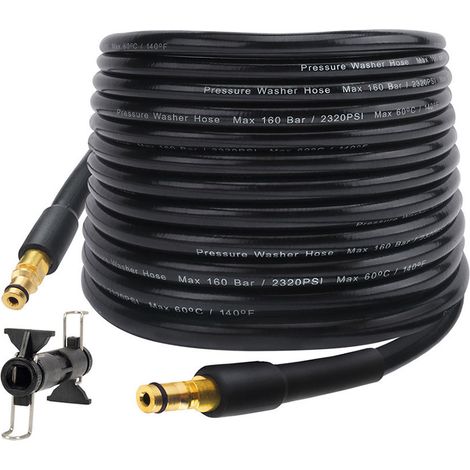 Tuyau d'extension en PVC pour nettoyeur haute pression de voiture, 10 m, triple couche, antidéflagrant et ultra-résistant à l'usure, 160 bar (2320 psi), compatible avec les modèles Karcher K2-K7, avec (1/5)