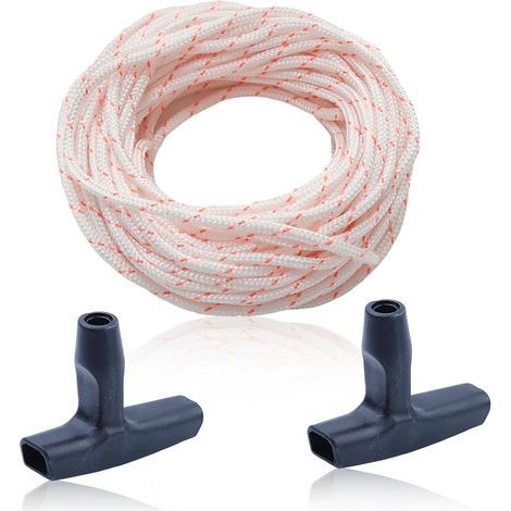 10 Mètres 3mm Cordon de Traction Kit Corde de Démarrage pour Stihl/Husqvarna/Craftsman Tronçonneuses Tondeuses à gazon Débroussailleuse avec 2 Poignée de démarrage (3mm) (1/5)