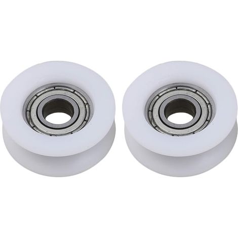 6 x 24 x 9 mm White U Shape Groove Guide Pulley Bearing Ball Bearings for Furniture Pulley Pack of 4 (1/4)