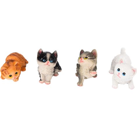 4 niedliche Katzenfiguren, dekorative Spielzeuge für