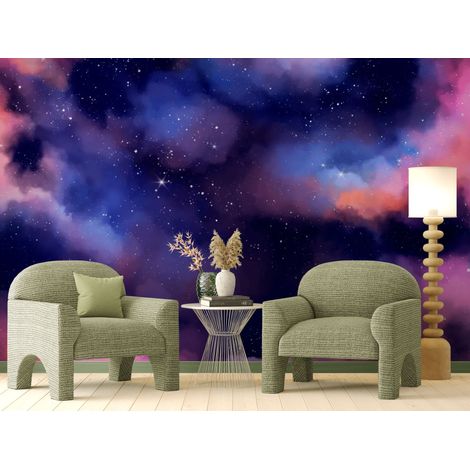 Papier peint espace – Ciel étoilé aux nuages colorés - 150 x 250 cm (1/2)