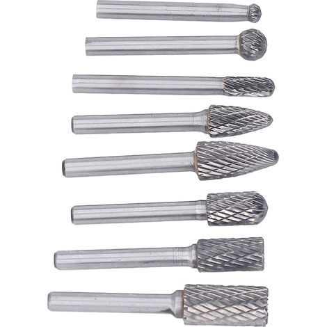 8-teiliges Hartmetall-Rotationsfeilen-Set 1/4 Zoll für Elektrowerkzeuge, geeignet für feine Metallbearbeitung und zum Schleifen von Metall. (1/5)