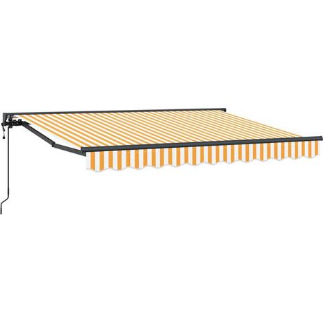 Store banne électrique rétractable, rayures jaunes et blanches, 2,5 m x 2 m (1/5)