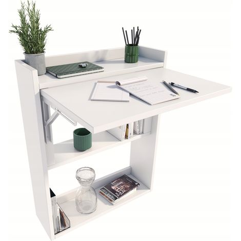 Klappschreibtisch weiß Wandschreibtisch für Büro Studio Wohnzimmer MK (1/5)