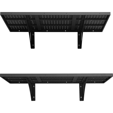 Mophorn Estantería de pared de acero resistente 610x914 mm, capacidad de 254 kg, soporta 127 kg por estante, con distancia ajustable, juego de 2 estanterías flotantes con ganchos para garaje (1/5)