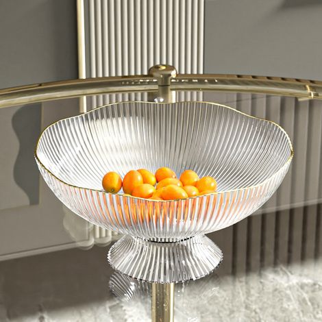 Obstteller aus Kunststoff mit abnehmbarem Boden und Abflussloch, für Wohnzimmer oder Couchtisch, zur Präsentation von Snacks und Obst, transparent (1/5)