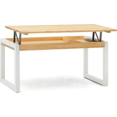 Mesa Elevable iCub 50x120x49cm tablero 18mm ECO Blanca en madera maciza acabado natural estilo nórdico industrial Box Furniture (1/5)
