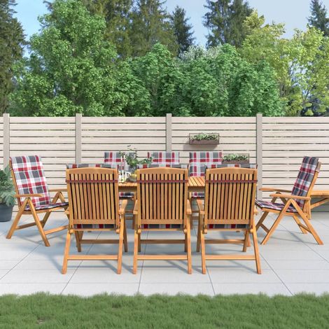 Gartenstühle mit Auflagen 8 Stk. Massivholz Teak (1/5)