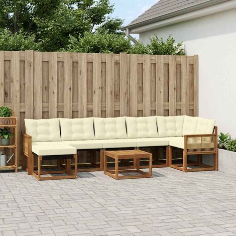 vidaXL Outdoor-Sofagarnitur mit Kissen 8 pcs Natur und Creme (1/5)