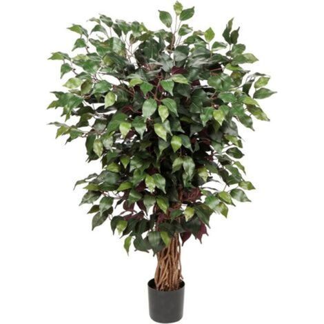 Plantes artificielles Grande Plante Artificielle Benjamini Ficus Arbre Artificiel Plante d'intérieur déco pour Bureau déco Chambre à Coucher Salle à Manger intérieur déco extérieur Vert Rouge 105 CM (1/5)