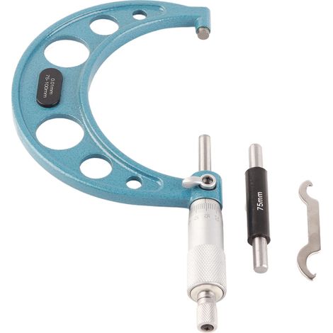 GARRYFIZH Micromètre extérieur en acier inoxydable, outil de mesure d'épaisseur de haute précision avec clé 0,01 mm 75-100 mm