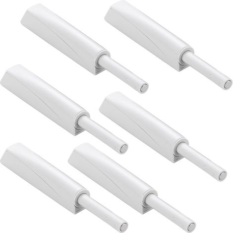 Lot de 6 ferme-portes blancs à pression Push to Open - Amortisseurs de porte à fermeture douce - Pour portes d'armoire, tiroirs, ouvre-pression - Loqueteaux magnétiques à pression