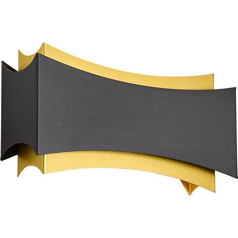 Qazqa – Applique murale moderne noire et or – 2 lumières – L 28,5 cm – Métal – Culot G9 – Compatible variateur – Éclairage intérieur salon et chambre