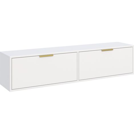 Selsey Vena – Mueble TV flotante 2 puertas – blanco – 140 cm (1/5)