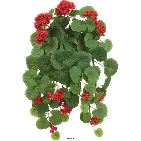 Géranium artificiel en fleurs retombant, en pot, L 50 cm Rouge - couleur: Rouge