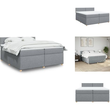 Sommier à lattes de lit avec matelas Gris clair 200x200cm Tissu - Sommier À Lattes De Lit - Sommiers À Lattes De Lit - Lit - Meuble De Chambre À Coucher (1/5)