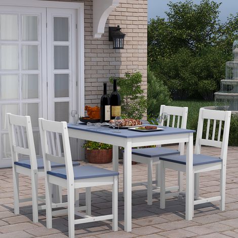 ELEGANT Wooden Dining Table and 4 Chairs Solid Natural Pine Dining Kitchen Furniture Grey (1/5)