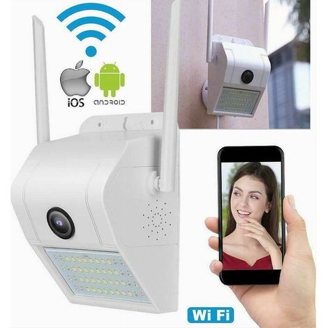 TrAdE Shop Traesio - Ip Camera Wifi Esterno 2mp 1080p Led Lampada Solare Ip66 Telecamera Cam Sd Rec - (1/5)