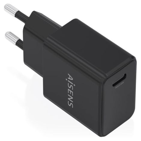 Cargador de Pared GaN Aisens A110-1024/ 1xUSB Tipo-C/ 20W/ Negro