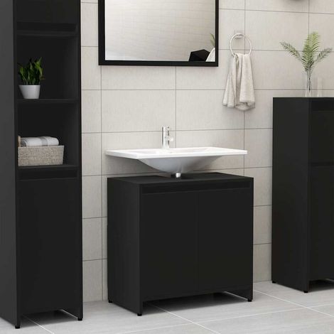 Meuble de salle de bain Armoire de salle de bain Noir 60x33x61 cm Aggloméré (1/5)