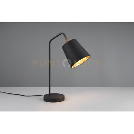 BUDDY LAMPADA DA TAVOLO METALLO NERO CON PARALUME NERO E ORO H. 45CM 1 LUCE ATTACCO E27