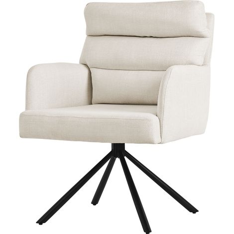 ML-Design Sedia da Pranzo Girevole Beige Sedia da Soggiorno con Braccioli e Schienale Poltroncina Girevole Posizione Auto Poltrona Imbottita con Rivestimento in Poliestere e Cuscino