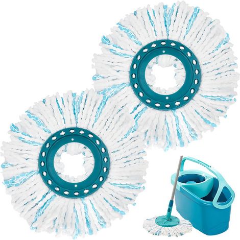 Lot de 2 balais à franges Clean Twist Disc de rechange compatibles avec les systèmes de balais Leifheit en microfibre pour tous types de sols (1/5)