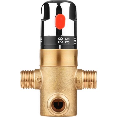 Mitigeur thermostatique de douche eau chaude/froide G1/2 en laiton, vanne de mélange à trois voies pour système de chauffage solaire, tuyau d'eau, baignoire, cuisine (1/5)