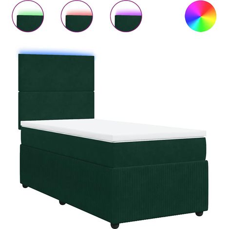 Maison Exclusive - Boxspringbett mit Matratze Dunkelgrün 90x200 c