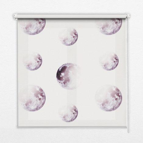 Innenrollo Fensterrollo - Rollo ohne Bohren - Sichtschutzrollo - Lichtdurchlässiges Rollo - Rechteckiges - Rollo - (100 cm x 140 cm) - Graue Planeten (1/5)