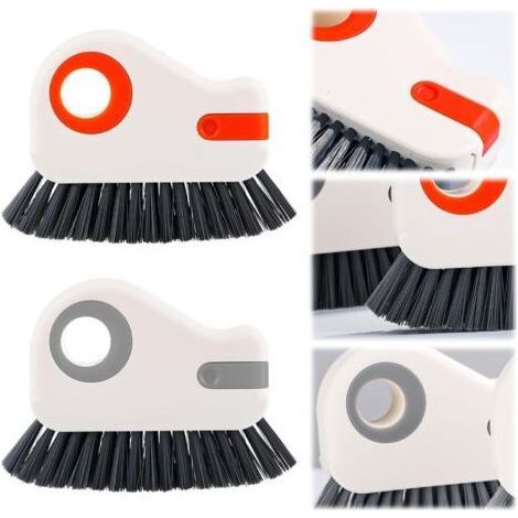2pcs Rainure Nettoyage Brosse, Outil de Nettoyage de Rainure de Fenêtre Brosse de Nettoyage de Crevasses à Poils Durs pour Rail de Porte Coulissante(Gris et Orange) (1/5)