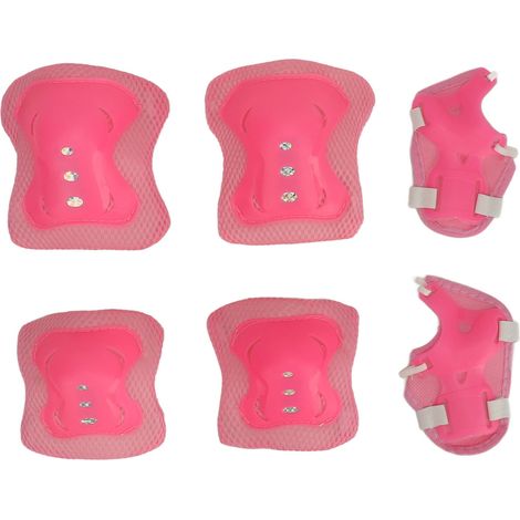 Genouillères et coudières rollers enfants en mousse douce, protège-genoux respirant pour skateboard, cyclisme, patinage, rose, set de protection. (1/5)