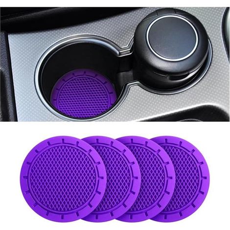 Portabicchieri per auto - Interni auto - Design antiscivolo - Diametro 7 cm - Viola (1/2)