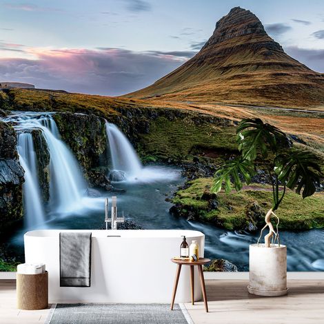 Papier peint panoramique - Cascades Kirkjufell Island - 130 cm x 87 cm (1/4)