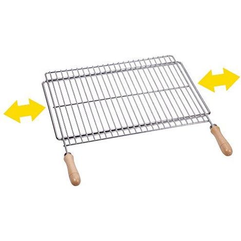 Grille de barbecue 60x40 cm en acier inoxydable support extensible jusqu'à 80 cm
