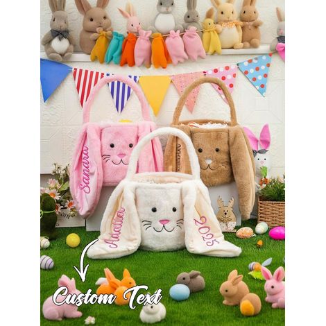 Panier de Pâques personnalisé avec texte, panier de lapin personnalisé, décoration de maison pour les fêtes de Pâques avec combinaison de lettres de nom. (1/4)