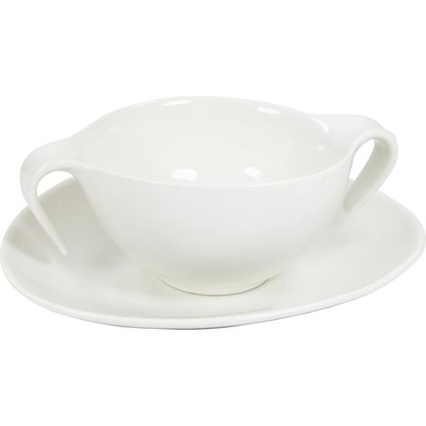 Tiefer Teller, Bouillonschale mit Untertasse, Zeit, 450 ml, weiß, Duka (1/5)