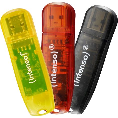 Intenso Rainbow 3x32GB Yellow/Red/Black USB-Stick USB Typ-A 2.0 Transparent (1/3)